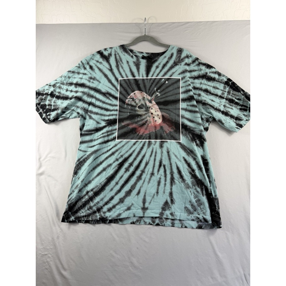 Friday the 13th dumbgood blue tie-dye horror ss t-shirt, men's 2x